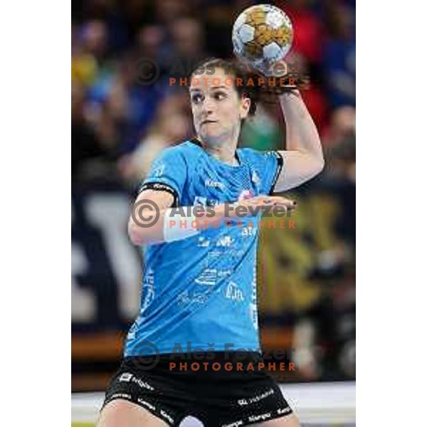 Ana Gros of Krim Mercator in action during EHF Women\'s Champions League match between Krim Mercator Ljubljana and HB Ludwigsburg in Ljubljana, Slovenia on March 30, 2025. Photo: Filip Barbalic