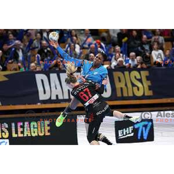 Grace Zaadi Deuna of Krim Mercator in action during EHF Women\'s Champions League match between Krim Mercator Ljubljana and HB Ludwigsburg in Ljubljana, Slovenia on March 30, 2025. Photo: Filip Barbalic
