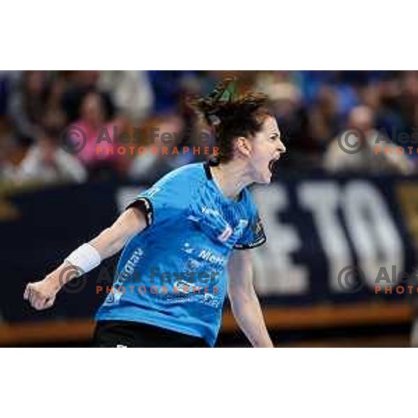 Ana Gros of Krim Mercator in action during EHF Women\'s Champions League match between Krim Mercator Ljubljana and HB Ludwigsburg in Ljubljana, Slovenia on March 30, 2025. Photo: Filip Barbalic