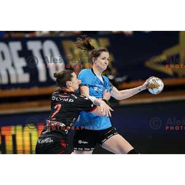 Ana Gros of Krim Mercator in action during EHF Women\'s Champions League match between Krim Mercator Ljubljana and HB Ludwigsburg in Ljubljana, Slovenia on March 30, 2025. Photo: Filip Barbalic
