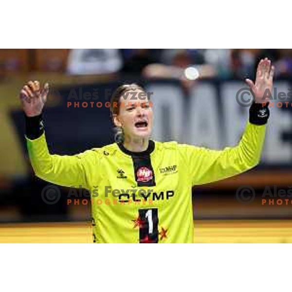 Johanna Bundsen of HB Ludwigsburg in action during EHF Women\'s Champions League match between Krim Mercator Ljubljana and HB Ludwigsburg in Ljubljana, Slovenia on March 30, 2025. Photo: Filip Barbalic