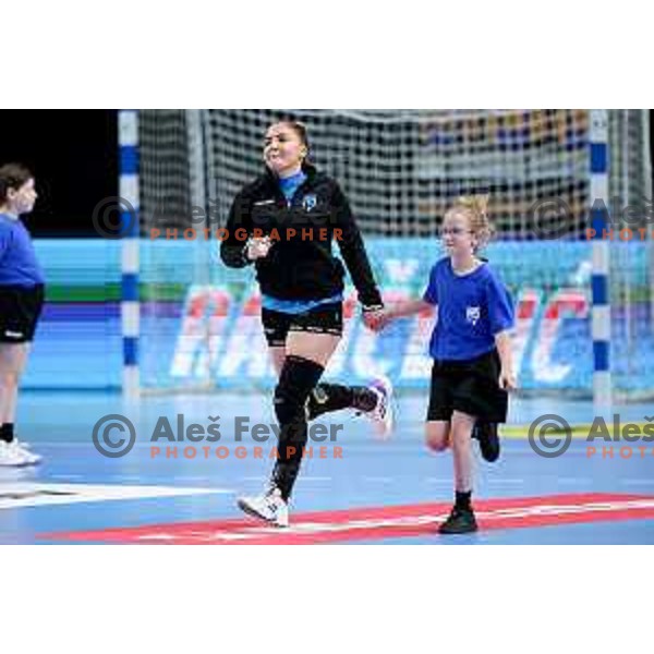 Jovanka Radicevic of Krim Mercator prior to EHF Women\'s Champions League match between Krim Mercator Ljubljana and HB Ludwigsburg in Ljubljana, Slovenia on March 30, 2025. Photo: Filip Barbalic
