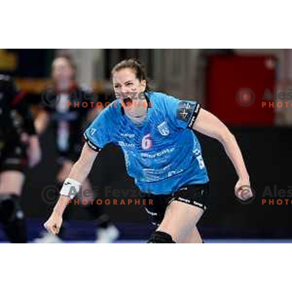 Ana Gros of Krim Mercator in action during EHF Women\'s Champions League match between Krim Mercator Ljubljana and HB Ludwigsburg in Ljubljana, Slovenia on March 30, 2025. Photo: Filip Barbalic