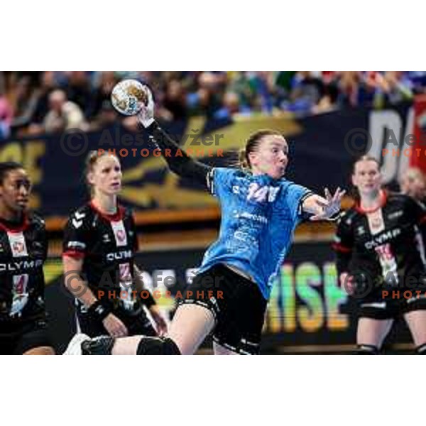 Tatjana Brnovic of Krim Mercator in action during EHF Women\'s Champions League match between Krim Mercator Ljubljana and HB Ludwigsburg in Ljubljana, Slovenia on March 30, 2025. Photo: Filip Barbalic