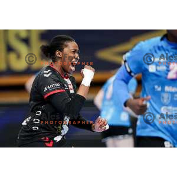 Kaba Gassama Cissokho of HB Ludwigsburg in action during EHF Women\'s Champions League match between Krim Mercator Ljubljana and HB Ludwigsburg in Ljubljana, Slovenia on March 30, 2025. Photo: Filip Barbalic
