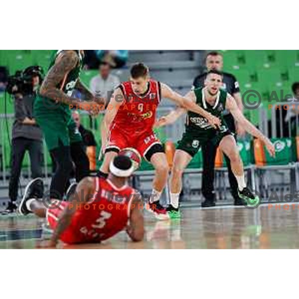 Aleksej Nikolic of Cedevita Olimpija in action during regular season basketball match of AdmiralBet ABA League 2024/2025 between Cedevita Olimpija and Borac in SRC Stozice, Ljubljana, Slovenia on March 30, 2025. Photo: Filip Barbalic