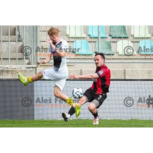 in action during Prva liga Telemach 2024/2025 football match between Primorje and Kalcer Radomlje in Ajdovscina, Slovenia on March 30, 2025