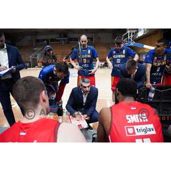 Head coach of Vojvodina mts, Milos Isakov Kovacevic in action during ABA 2 League basketball match between Ilirija and Vojvodina mts in Hala Tivoli, Ljubljana, Slovenia on April 1, 2025. Photo: Filip Barbalic