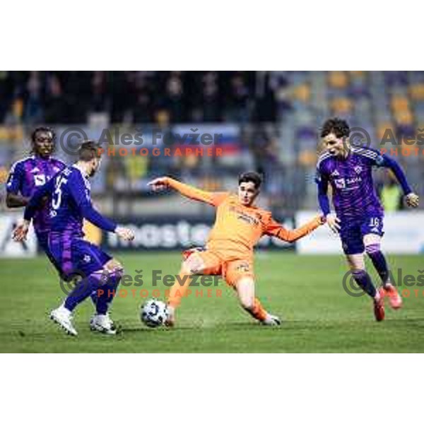 in action during Slovenian Cup 2024/25 quarter-finals football match between Maribor and Celje in Ljudski vrt, Maribor, Slovenia on April 2, 2025. Photo: Jure Banfi