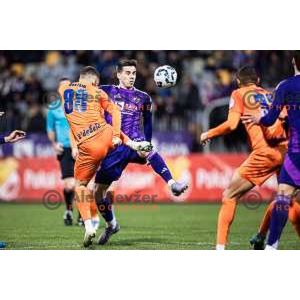 Ziga Repas in action during Slovenian Cup 2024/25 quarter-finals football match between Maribor and Celje in Ljudski vrt, Maribor, Slovenia on April 2, 2025. Photo: Jure Banfi
