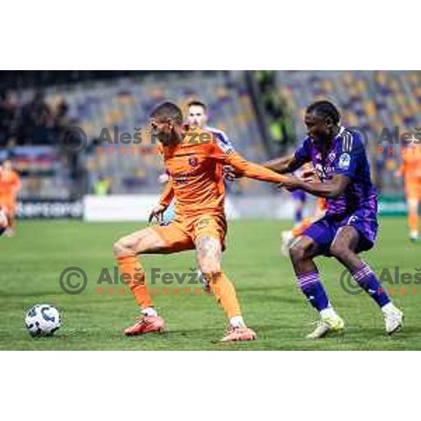 in action during Slovenian Cup 2024/25 quarter-finals football match between Maribor and Celje in Ljudski vrt, Maribor, Slovenia on April 2, 2025. Photo: Jure Banfi
