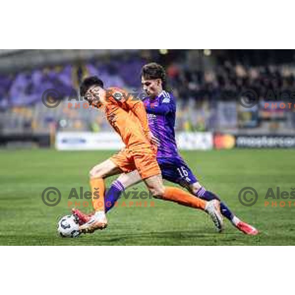 in action during Slovenian Cup 2024/25 quarter-finals football match between Maribor and Celje in Ljudski vrt, Maribor, Slovenia on April 2, 2025. Photo: Jure Banfi