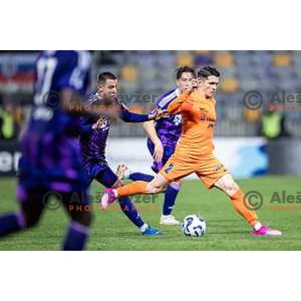 in action during Slovenian Cup 2024/25 quarter-finals football match between Maribor and Celje in Ljudski vrt, Maribor, Slovenia on April 2, 2025. Photo: Jure Banfi