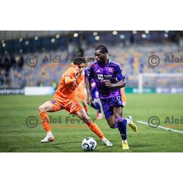 in action during Slovenian Cup 2024/25 quarter-finals football match between Maribor and Celje in Ljudski vrt, Maribor, Slovenia on April 2, 2025. Photo: Jure Banfi