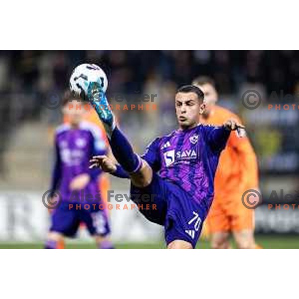 in action during Slovenian Cup 2024/25 quarter-finals football match between Maribor and Celje in Ljudski vrt, Maribor, Slovenia on April 2, 2025. Photo: Jure Banfi