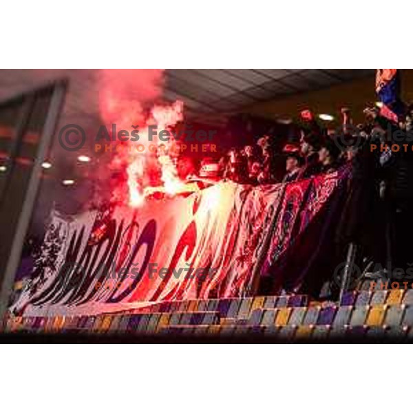 Maribor supporters Viole during Slovenian Cup 2024/25 quarter-finals football match between Maribor and Celje in Ljudski vrt, Maribor, Slovenia on April 2, 2025. Photo: Jure Banfi