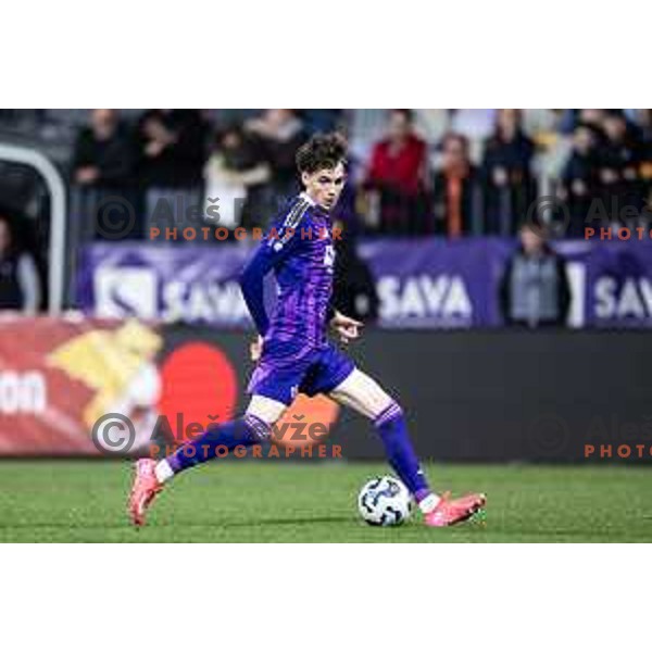Niko Grlic in action during Slovenian Cup 2024/25 quarter-finals football match between Maribor and Celje in Ljudski vrt, Maribor, Slovenia on April 2, 2025. Photo: Jure Banfi