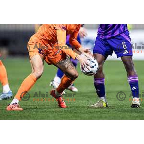 in action during Slovenian Cup 2024/25 quarter-finals football match between Maribor and Celje in Ljudski vrt, Maribor, Slovenia on April 2, 2025. Photo: Jure Banfi