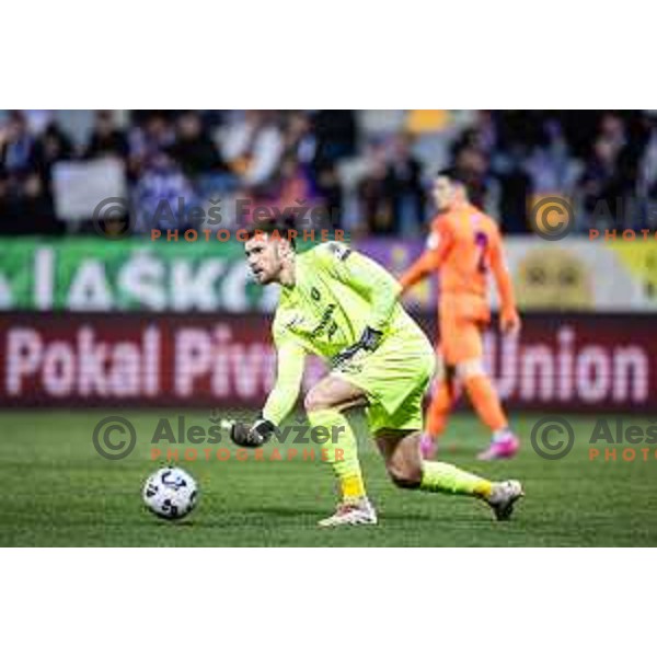 in action during Slovenian Cup 2024/25 quarter-finals football match between Maribor and Celje in Ljudski vrt, Maribor, Slovenia on April 2, 2025. Photo: Jure Banfi