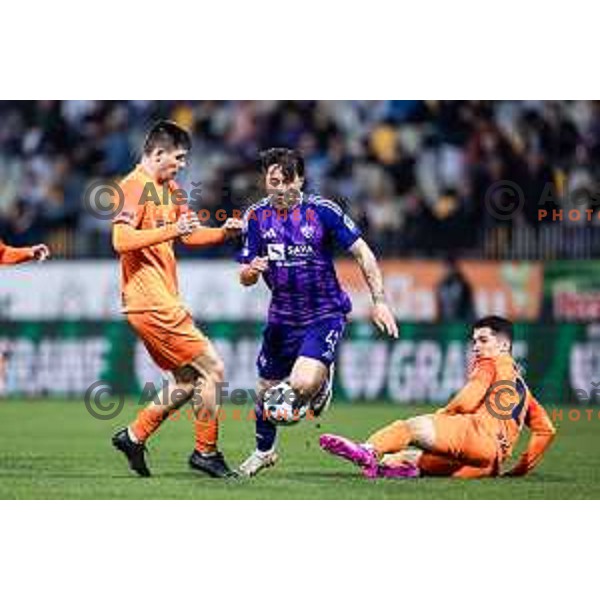 in action during Slovenian Cup 2024/25 quarter-finals football match between Maribor and Celje in Ljudski vrt, Maribor, Slovenia on April 2, 2025. Photo: Jure Banfi