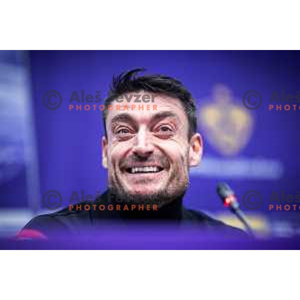 Albert Riera, head coach of Celje at the press conference after Slovenian Cup 2024/25 quarter-finals football match between Maribor and Celje in Ljudski vrt, Maribor, Slovenia on April 2, 2025. Photo: Jure Banfi