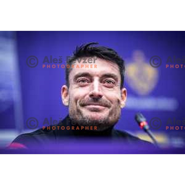 Albert Riera, head coach of Celje at the press conference after Slovenian Cup 2024/25 quarter-finals football match between Maribor and Celje in Ljudski vrt, Maribor, Slovenia on April 2, 2025. Photo: Jure Banfi