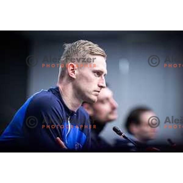 Zan Karnicnik at the press conference after Slovenian Cup 2024/25 quarter-finals football match between Maribor and Celje in Ljudski vrt, Maribor, Slovenia on April 2, 2025. Photo: Jure Banfi