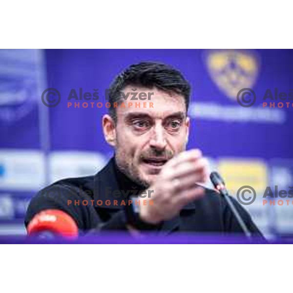 Albert Riera, head coach of Celje at the press conference after Slovenian Cup 2024/25 quarter-finals football match between Maribor and Celje in Ljudski vrt, Maribor, Slovenia on April 2, 2025. Photo: Jure Banfi