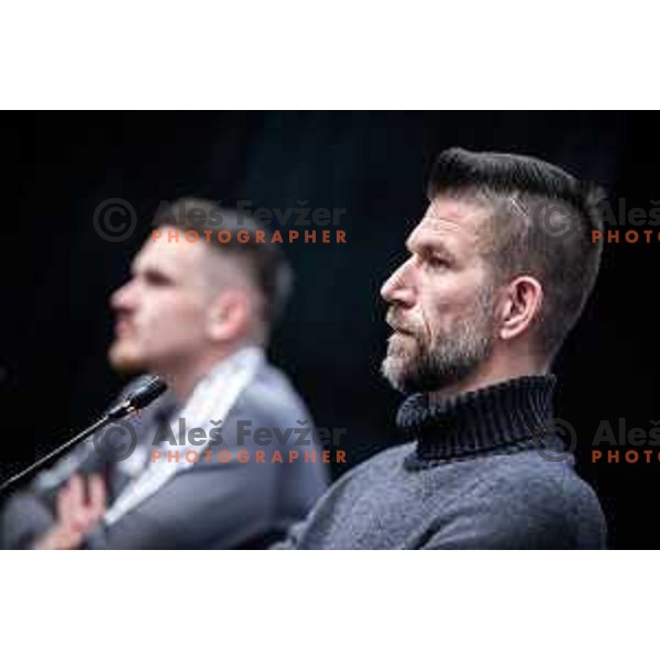 Bostjan Cesar, head coach of Maribor at the press conference after Slovenian Cup 2024/25 quarter-finals football match between Maribor and Celje in Ljudski vrt, Maribor, Slovenia on April 2, 2025. Photo: Jure Banfi