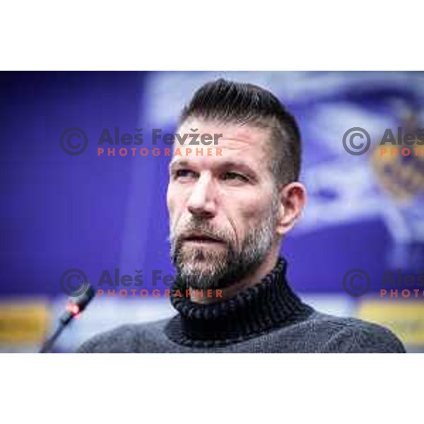 Bostjan Cesar, head coach of Maribor at the press conference after Slovenian Cup 2024/25 quarter-finals football match between Maribor and Celje in Ljudski vrt, Maribor, Slovenia on April 2, 2025. Photo: Jure Banfi