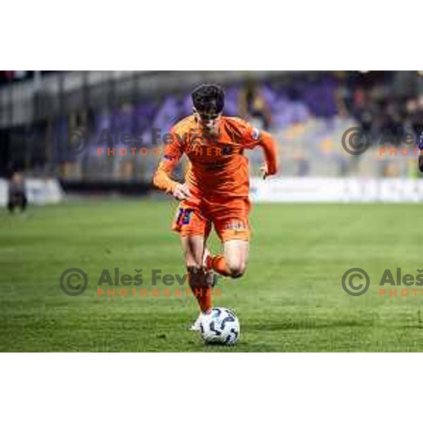 Egor Prutsev in action during Slovenian Cup 2024/25 quarter-finals football match between Maribor and Celje in Ljudski vrt, Maribor, Slovenia on April 2, 2025. Photo: Jure Banfi
