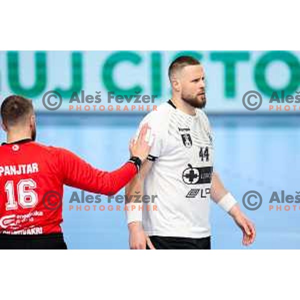 Ilija Brozovic of LL Grosist Slovan in action during Semifinal of Slovenian Handball Cup between LL Grosist Slovan and Gorenje Velenje in Ljubljana, Slovenia on April 4, 2025. Photo: Filip Barbalic