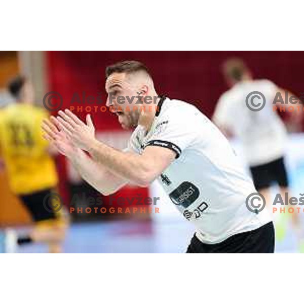 Bruno Vili Zobec of LL Grosist Slovan in action during Semifinal of Slovenian Handball Cup between LL Grosist Slovan and Gorenje Velenje in Ljubljana, Slovenia on April 4, 2025. Photo: Filip Barbalic