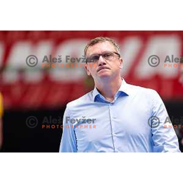 Head coach of Gorenje Velenje, Zoran Jovicic after Semifinal of Slovenian Handball Cup between LL Grosist Slovan and Gorenje Velenje in Ljubljana, Slovenia on April 4, 2025. Photo: Filip Barbalic