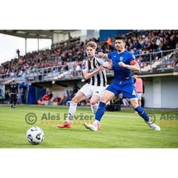 in action during Prva liga Telemach football match between Nafta 1903 and Mura in Sportni park Lendava, Slovenia on April 5, 2025. Photo: Jure Banfi