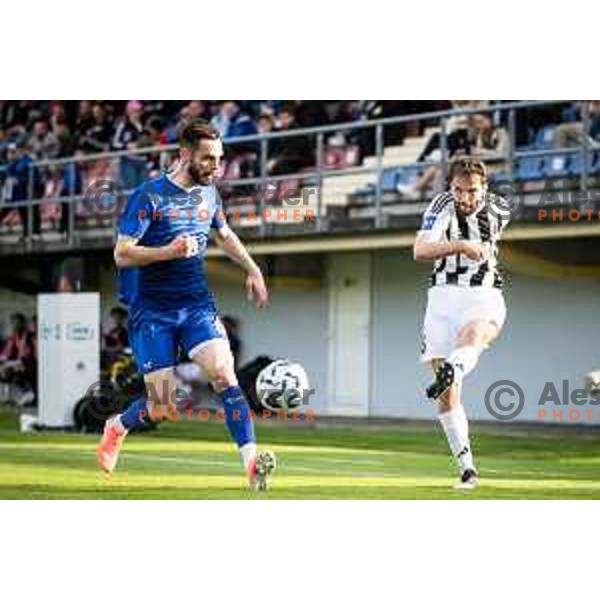 in action during Prva liga Telemach football match between Nafta 1903 and Mura in Sportni park Lendava, Slovenia on April 5, 2025. Photo: Jure Banfi