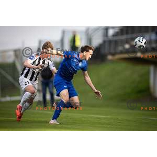 in action during Prva liga Telemach football match between Nafta 1903 and Mura in Sportni park Lendava, Slovenia on April 5, 2025. Photo: Jure Banfi