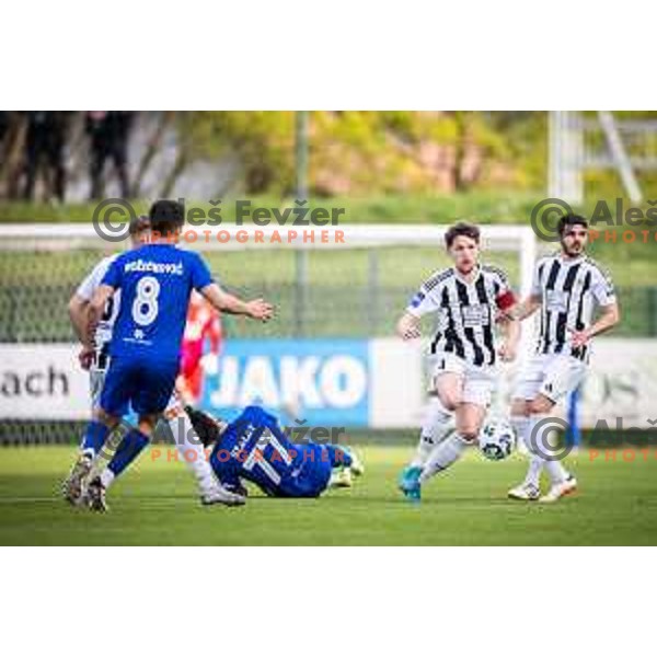 in action during Prva liga Telemach football match between Nafta 1903 and Mura in Sportni park Lendava, Slovenia on April 5, 2025. Photo: Jure Banfi