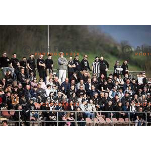 Spectators during Prva liga Telemach football match between Nafta 1903 and Mura in Sportni park Lendava, Slovenia on April 5, 2025. Photo: Jure Banfi