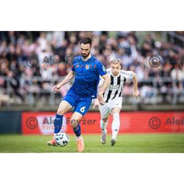 Darko Hrka in action during Prva liga Telemach football match between Nafta 1903 and Mura in Sportni park Lendava, Slovenia on April 5, 2025. Photo: Jure Banfi