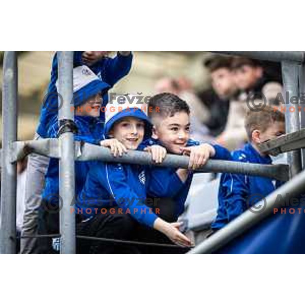 Young Nafta 1903 supporters during Prva liga Telemach football match between Nafta 1903 and Mura in Sportni park Lendava, Slovenia on April 5, 2025. Photo: Jure Banfi