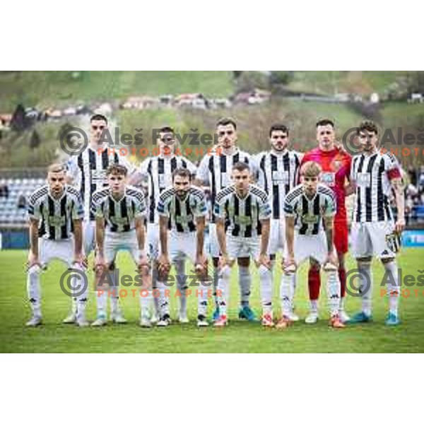 Team Mura starting eleven during Prva liga Telemach football match between Nafta 1903 and Mura in Sportni park Lendava, Slovenia on April 5, 2025. Photo: Jure Banfi