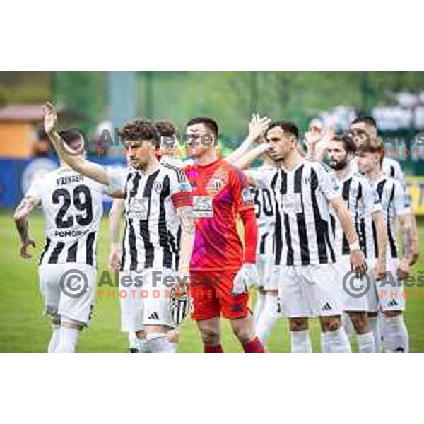 in action during Prva liga Telemach football match between Nafta 1903 and Mura in Sportni park Lendava, Slovenia on April 5, 2025. Photo: Jure Banfi