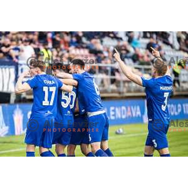 in action during Prva liga Telemach football match between Nafta 1903 and Mura in Sportni park Lendava, Slovenia on April 5, 2025. Photo: Jure Banfi