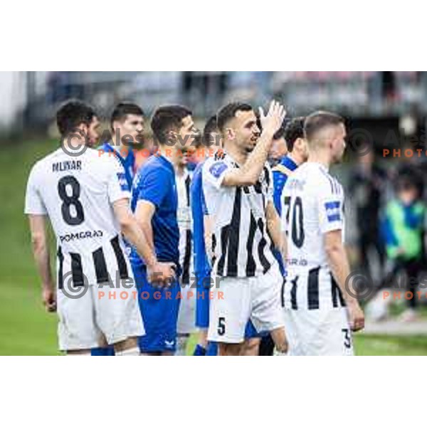 in action during Prva liga Telemach football match between Nafta 1903 and Mura in Sportni park Lendava, Slovenia on April 5, 2025. Photo: Jure Banfi