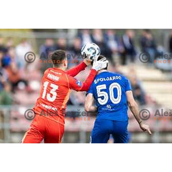 in action during Prva liga Telemach football match between Nafta 1903 and Mura in Sportni park Lendava, Slovenia on April 5, 2025. Photo: Jure Banfi