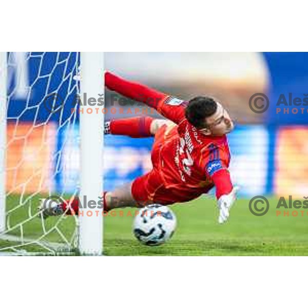 Florijan Raduha in action during Prva liga Telemach football match between Nafta 1903 and Mura in Sportni park Lendava, Slovenia on April 5, 2025. Photo: Jure Banfi