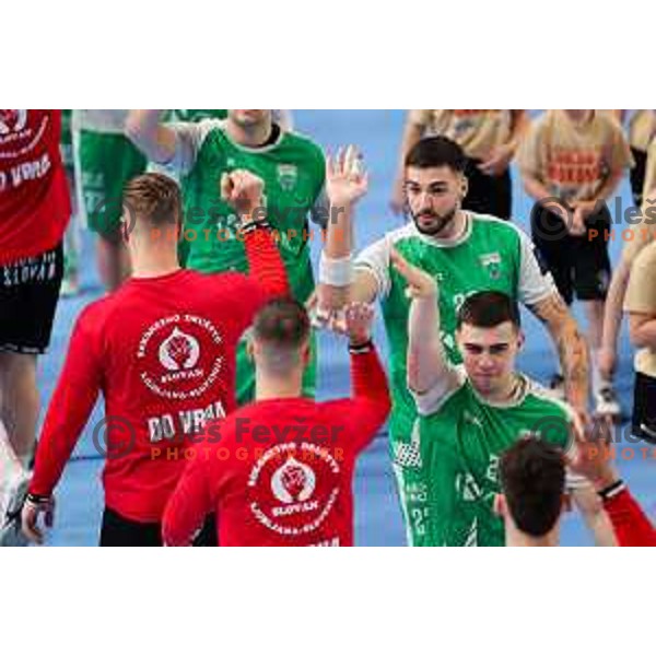 in action during Final of Slovenian Handball Cup between RK LL Grosist Slovan and MRK Krka in Ljubljana, Slovenia on April 6, 2025. Photo: Filip Barbalic