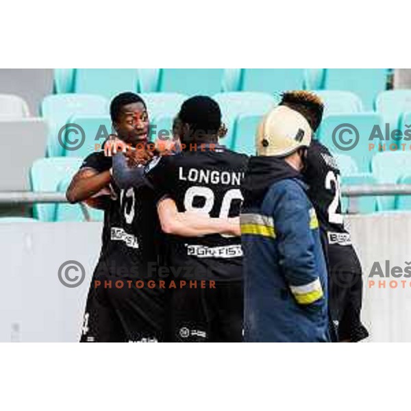 Ahmed Sidibe of Koper in action during Prva liga Telemach 2024/2025 football match between Olimpija and Koper in Ljubljana, Slovenia on April 9, 2025