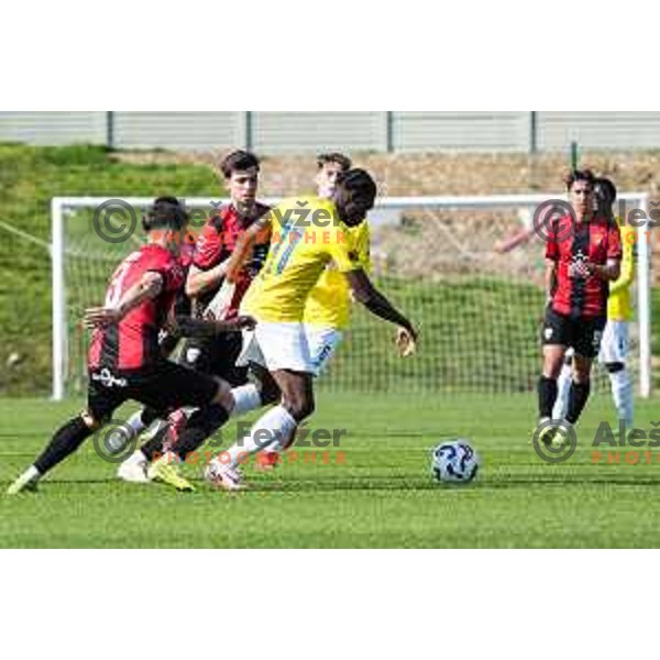 in action during Prva liga Telemach 2024/2025 football match between Primorje and Bravo Big Bang in Ajdovscina, Slovenia on April 10, 2025
